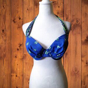 Tommy Bahama 36D Floral Paisley Underwire Padded Halter Bikini Top Swim Beach